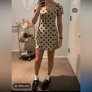 Mango puff sleeve polka dot mini dress